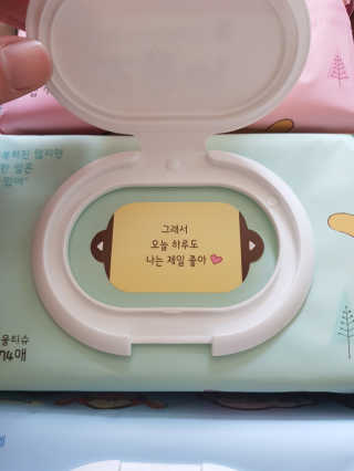 보솜이 아기물티슈 베이비케어 푸에디션 캡 74매 10입 — 4.17점을 준 리뷰어가 2019년 4월 올린 사용 사진