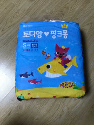LG생활건강 토디앙 핑크퐁 밴드형 기저귀 — 5점을 준 리뷰어가 2017년 7월 올린 사용 사진