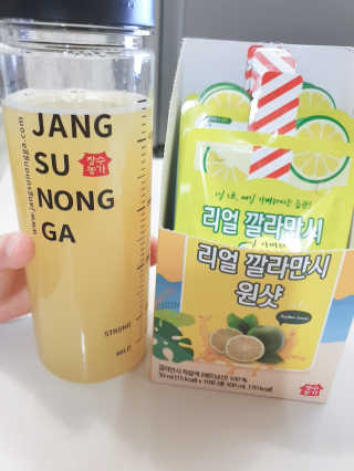 장수농가 리얼깔라만시 원샷 50ml 10팩+보틀 — 4점을 준 리뷰어가 2019년 5월 올린 사용 사진