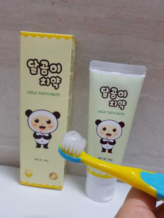 달곰이 어린이 치약+어린이 칫솔 SET — 4.33점을 준 리뷰어가 2018년 3월 올린 사용 사진