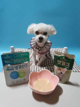 [빙그레] 에버그로 생유산균 1봉（10포입）+펫밀크2팩 — 5점을 준 리뷰어가 2019년 5월 올린 사용 사진