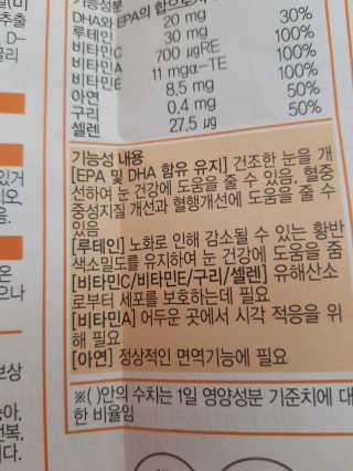 네츄럴굿띵스 오!메가루테인 60일분 — 5점을 준 리뷰어가 2019년 2월 올린 사용 사진
