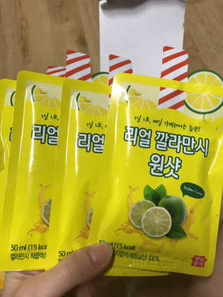 장수농가 리얼깔라만시 원샷 50ml 10팩+보틀 — 3.5점을 준 리뷰어가 2019년 5월 올린 사용 사진
