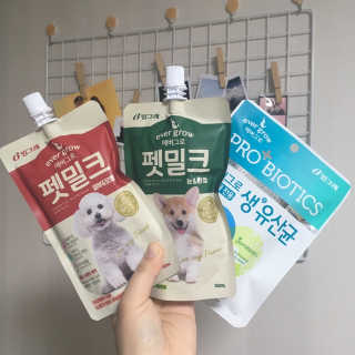 [빙그레] 에버그로 생유산균 1봉（10포입）+펫밀크2팩 — 3점을 준 리뷰어가 2019년 3월 올린 사용 사진