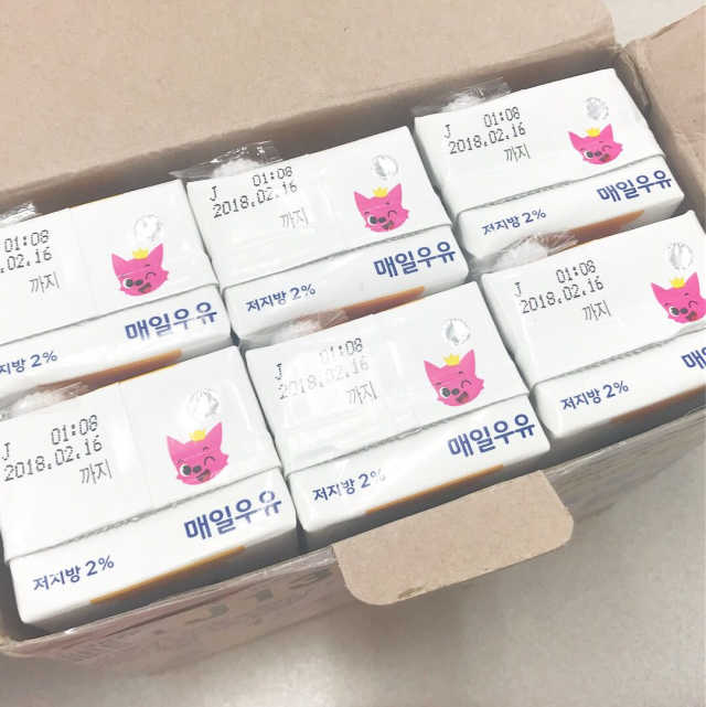 매일우유 저지방 2프로 멸균 핑크퐁 에디션 6입 리뷰 사진
