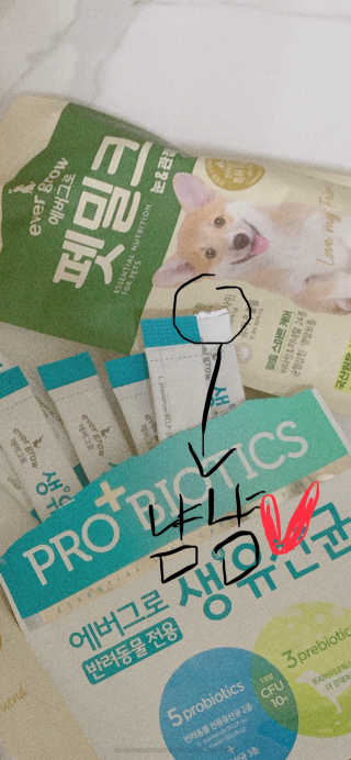 [빙그레] 에버그로 생유산균 1봉（10포입）+펫밀크2팩 — 5점을 준 리뷰어가 2019년 5월 올린 사용 사진