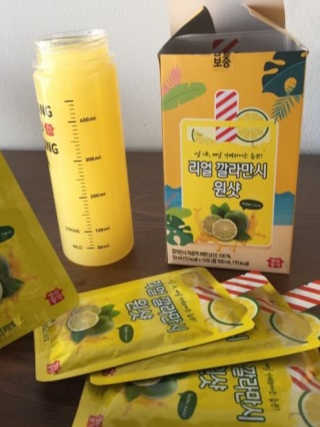 장수농가 리얼깔라만시 원샷 50ml 10팩+보틀 — 4.5점을 준 리뷰어가 2019년 5월 올린 사용 사진