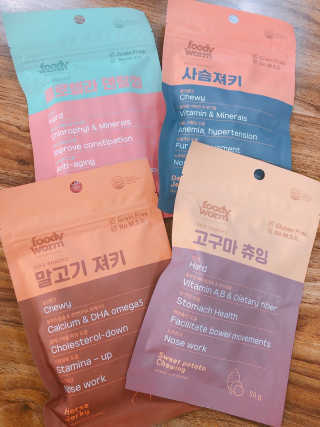푸디웜 주식회사 [푸디웜] 강아지 저알러지 수제간식 4종세트 — 5점을 준 리뷰어가 2018년 12월 올린 사용 사진