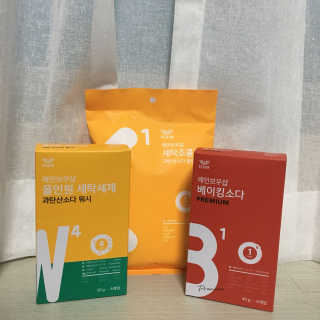 레인보우샵 올인원세탁세제,베이킹소다 스틱포6개입+세탁조클리너 — 4.5점을 준 리뷰어가 2018년 4월 올린 사용 사진