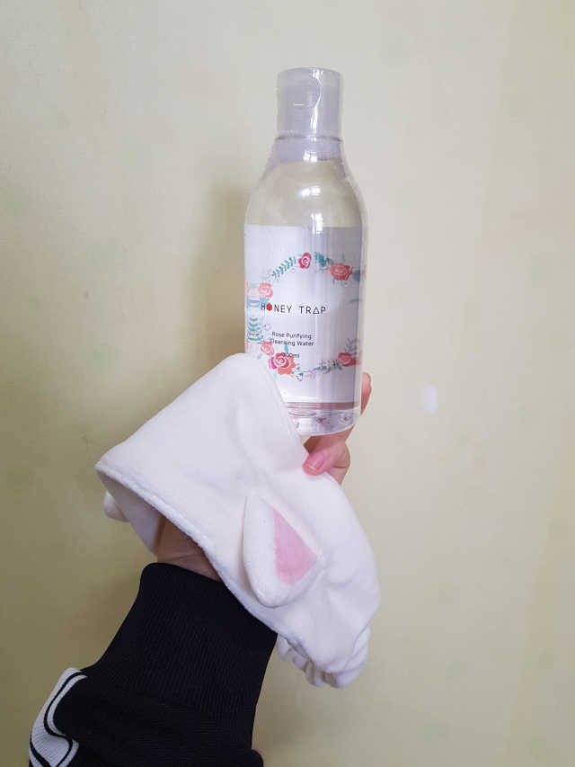 허니트랩 로즈 퓨리파잉 클렌징 워터+고양이 머리띠 리뷰 사진