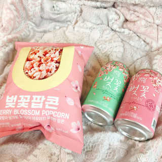GS25 벚꽃 팝콘 + 벚꽃스파클링 + 벚꽃 청포도 에이드 — 5점을 준 리뷰어가 2018년 3월 올린 사용 사진