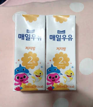 매일우유 멸균 매일우유 저지방 2프로 멸균 핑크퐁 에디션 6입 — 5점을 준 리뷰어가 2017년 12월 올린 사용 사진
