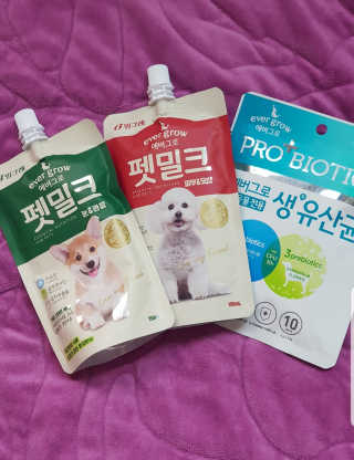 [빙그레] 에버그로 생유산균 1봉（10포입）+펫밀크2팩 — 4점을 준 리뷰어가 2019년 5월 올린 사용 사진