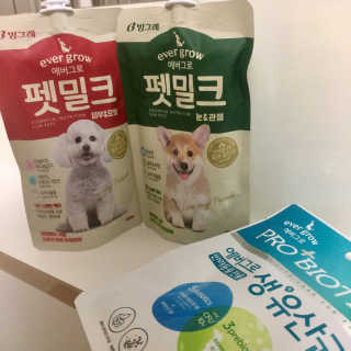 [빙그레] 에버그로 생유산균 1봉（10포입）+펫밀크2팩 — 4.5점을 준 리뷰어가 2019년 6월 올린 사용 사진