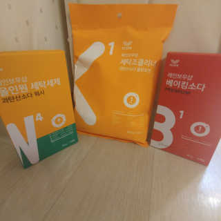 레인보우샵 올인원세탁세제,베이킹소다 스틱포6개입+세탁조클리너 — 4.33점을 준 리뷰어가 2018년 3월 올린 사용 사진