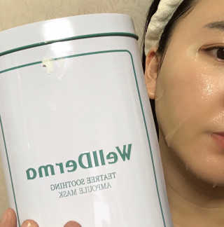 웰더마 차 이슬 티트리 수딩 앰플 마스크 — 5점을 준 리뷰어가 2019년 6월 올린 사용 사진