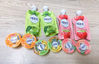 데르뜨 떠먹는 과일 3종, 짜먹는 과일 2종 총 10개 체험 — 5점을 준 리뷰어가 2020년 3월 올린 사용 사진
