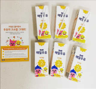 매일우유 멸균 매일우유 저지방 2프로 멸균 핑크퐁 에디션 6입 — 5점을 준 리뷰어가 2017년 12월 올린 사용 사진