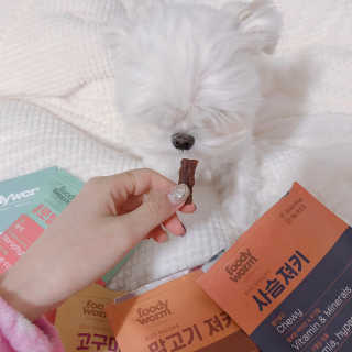 푸디웜 주식회사 [푸디웜] 강아지 저알러지 수제간식 4종세트 — 5점을 준 리뷰어가 2018년 12월 올린 사용 사진
