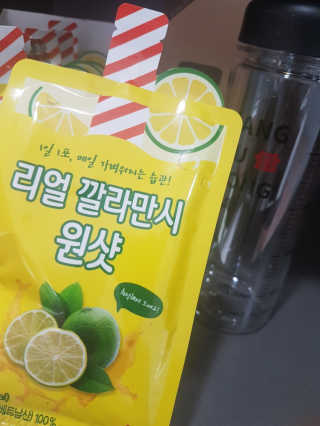 장수농가 리얼깔라만시 원샷 50ml 10팩+보틀 — 1점을 준 리뷰어가 2019년 5월 올린 사용 사진