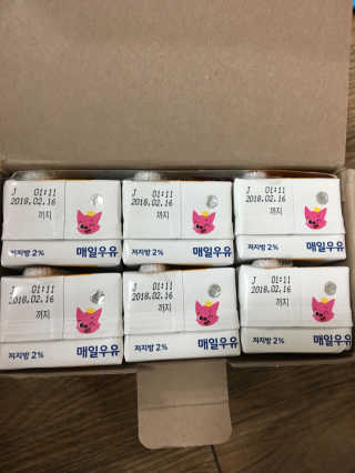 매일우유 멸균 매일우유 저지방 2프로 멸균 핑크퐁 에디션 6입 — 4.5점을 준 리뷰어가 2017년 12월 올린 사용 사진