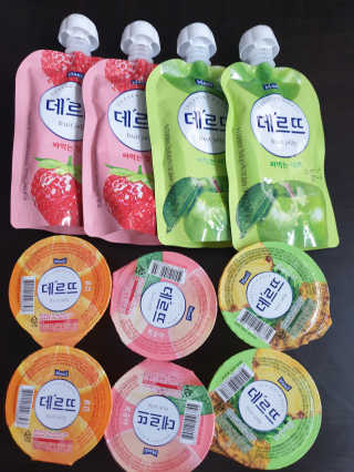 데르뜨 떠먹는 과일 3종, 짜먹는 과일 2종 총 10개 체험 — 5점을 준 리뷰어가 2020년 3월 올린 사용 사진