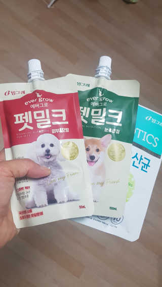 [빙그레] 에버그로 생유산균 1봉（10포입）+펫밀크2팩 — 3점을 준 리뷰어가 2019년 3월 올린 사용 사진