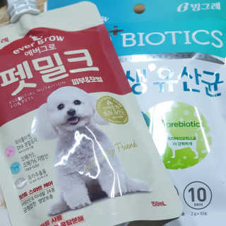 [빙그레] 에버그로 생유산균 1봉（10포입）+펫밀크2팩 — 5점을 준 리뷰어가 2019년 3월 올린 사용 사진