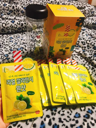 장수농가 리얼깔라만시 원샷 50ml 10팩+보틀 — 5점을 준 리뷰어가 2019년 5월 올린 사용 사진