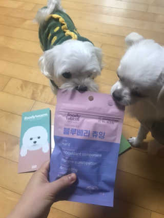 푸디웜 주식회사 [푸디웜] 강아지 저알러지 수제간식 3종세트 — 5점을 준 리뷰어가 2018년 12월 올린 사용 사진
