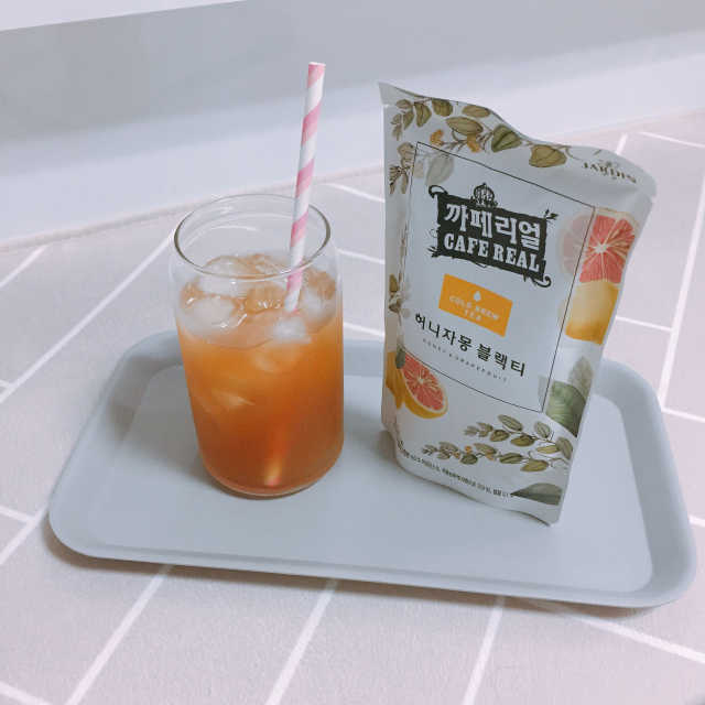 까페리얼 허니자몽블랙티&히비스커스레몬티 리뷰 사진