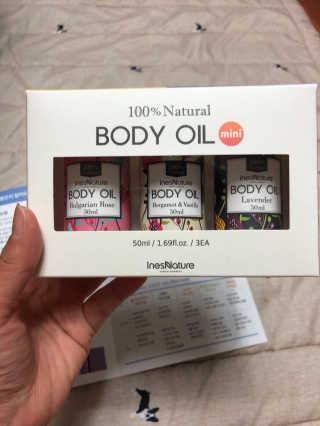 이네스네이쳐 천연 바디오일 미니 3종세트 50ml — 4점을 준 리뷰어가 2018년 6월 올린 사용 사진