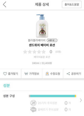 블라블라 베이비 샌드위치 베이비 로션 — 4.5점을 준 리뷰어가 2016년 10월 올린 사용 사진