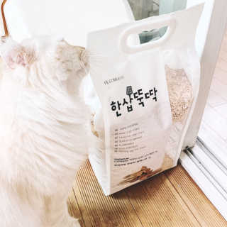 [펫토리아]한삽뚝딱 프리미엄 고양이 두부모래 — 5점을 준 리뷰어가 2019년 8월 올린 사용 사진