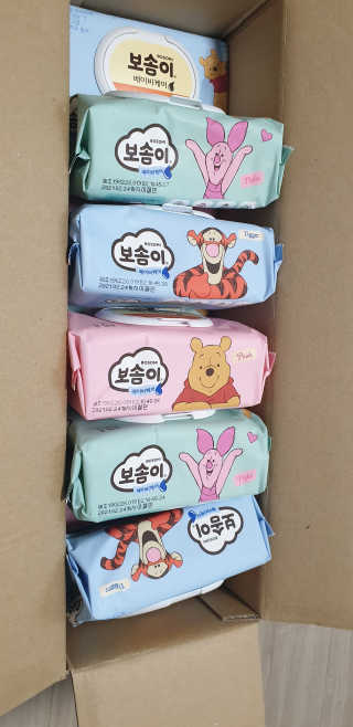 보솜이 아기물티슈 베이비케어 푸에디션 캡 74매 10입 — 3.5점을 준 리뷰어가 2019년 4월 올린 사용 사진