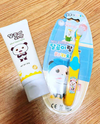 달곰이 어린이 치약+어린이 칫솔 SET — 5점을 준 리뷰어가 2018년 3월 올린 사용 사진