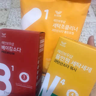 레인보우샵 올인원세탁세제,베이킹소다 스틱포6개입+세탁조클리너 — 4.5점을 준 리뷰어가 2018년 4월 올린 사용 사진