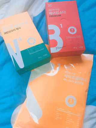 레인보우샵 올인원세탁세제,베이킹소다 스틱포6개입+세탁조클리너 — 4.5점을 준 리뷰어가 2018년 4월 올린 사용 사진