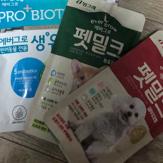 [빙그레] 에버그로 생유산균 1봉（10포입）+펫밀크2팩 — 5점을 준 리뷰어가 2019년 3월 올린 사용 사진
