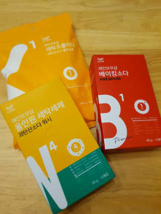 레인보우샵 올인원세탁세제,베이킹소다 스틱포6개입+세탁조클리너 — 5점을 준 리뷰어가 2018년 4월 올린 사용 사진