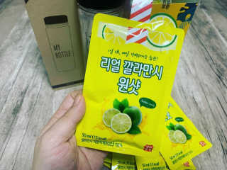 장수농가 리얼깔라만시 원샷 50ml 10팩+보틀 — 5점을 준 리뷰어가 2019년 4월 올린 사용 사진