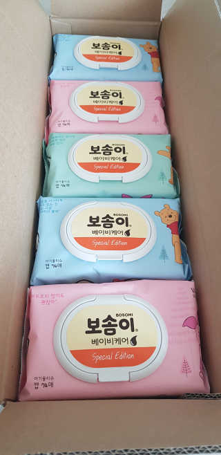 보솜이 아기물티슈 베이비케어 푸에디션 캡 74매 10입 — 5점을 준 리뷰어가 2019년 4월 올린 사용 사진