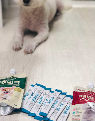 [빙그레] 에버그로 생유산균 1봉（10포입）+펫밀크2팩 — 5점을 준 리뷰어가 2019년 5월 올린 사용 사진