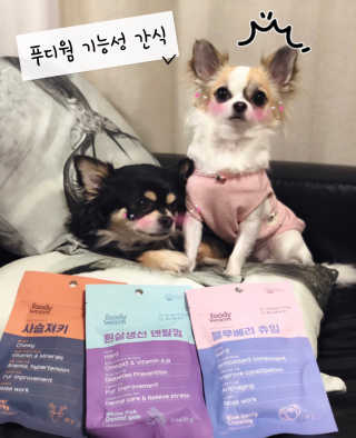 푸디웜 주식회사 [푸디웜] 강아지 저알러지 수제간식 3종세트 — 5점을 준 리뷰어가 2018년 11월 올린 사용 사진