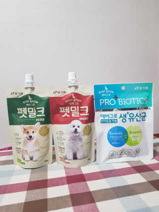 [빙그레] 에버그로 생유산균 1봉（10포입）+펫밀크2팩 — 5점을 준 리뷰어가 2019년 6월 올린 사용 사진