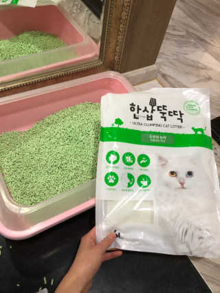 [펫토리아] BEST 고양이두부모래 6L 한삽뚝딱 — 5점을 준 리뷰어가 2019년 2월 올린 사용 사진