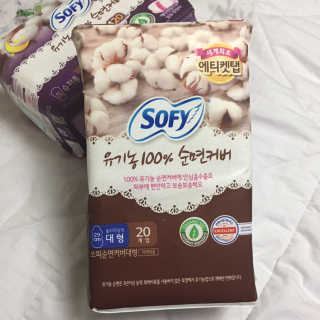 LG유니참 쏘피SOFY 쏘피 유기농 100프로 순면커버 생리대 패키지 — 5점을 준 리뷰어가 2019년 11월 올린 사용 사진