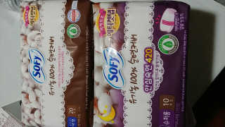 LG유니참 쏘피SOFY 쏘피 유기농 100프로 순면커버 생리대 패키지 — 5점을 준 리뷰어가 2020년 1월 올린 사용 사진