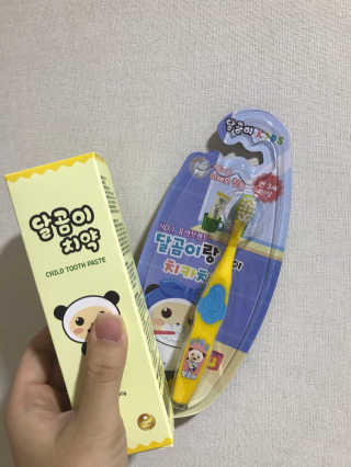 달곰이 어린이 치약+어린이 칫솔 SET — 5점을 준 리뷰어가 2018년 1월 올린 사용 사진