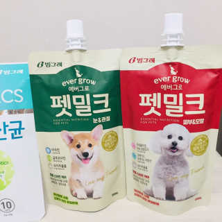 [빙그레] 에버그로 생유산균 1봉（10포입）+펫밀크2팩 — 4점을 준 리뷰어가 2019년 5월 올린 사용 사진